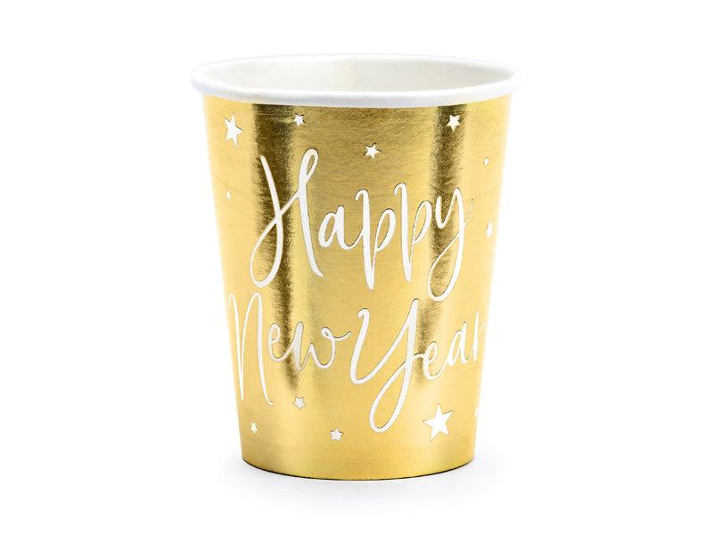 Becher Happy New Year, gold, 220ml (1 VPE / 6 Stk.) - FeierGlanz